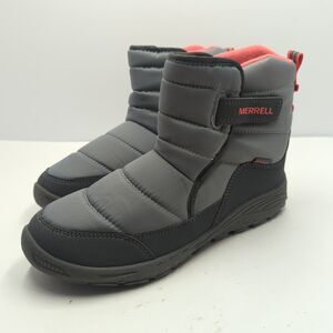 Merrell Big Kid 5 Polar Puffer Winter Snow Boots Grey Lite Insulated Hook Loop